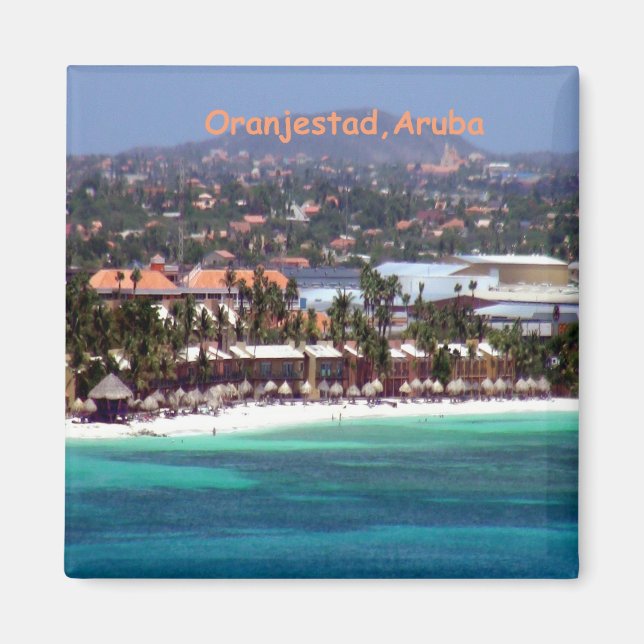 Wasserfarbe von Oranjestad, Aruba Magnet (Vorne)