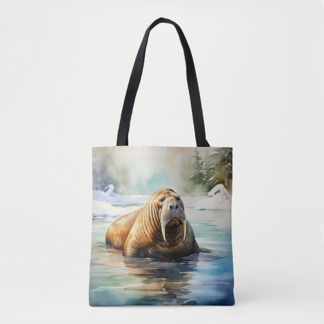 Wasserfarbe Walrus Arctic Tasche (Vorderseite)