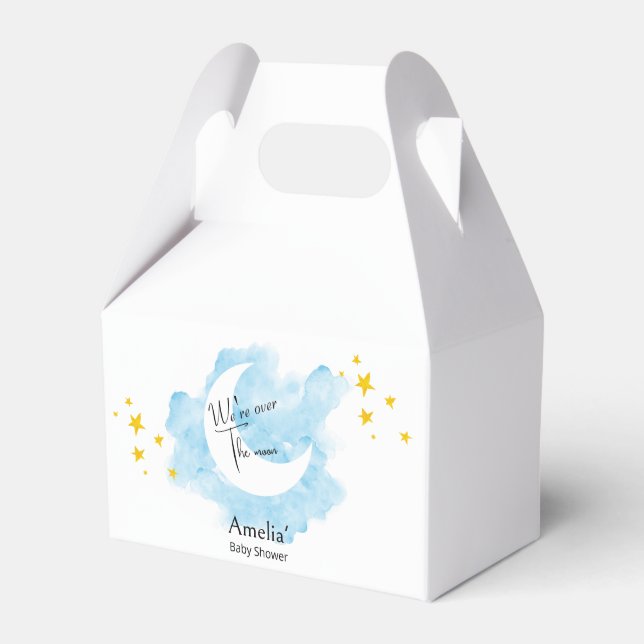 Wasserfarbe waschen über die Mond Babydusche Geschenkschachtel (Vorderseite)