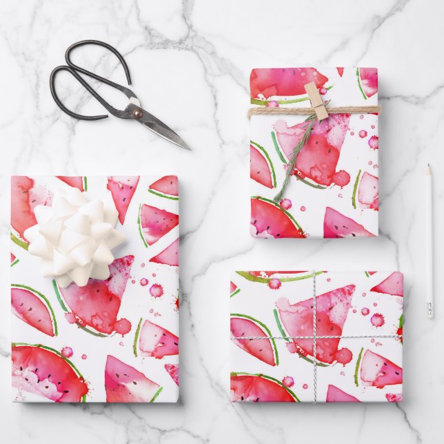 Wasserfarbe Wassermelone 1 Geschenkpapier Set (Vorderseite)
