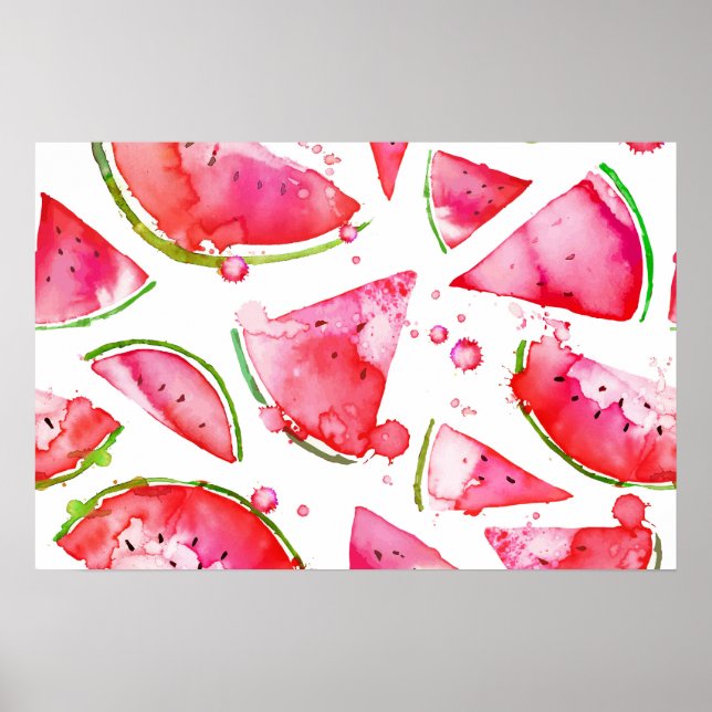 Wasserfarbe Wassermelone 1 Poster (Vorne)