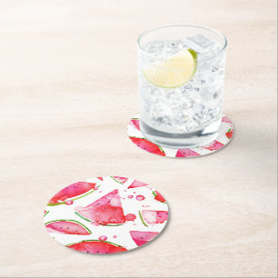 Wasserfarbe Wassermelone 1 Runder Pappuntersetzer