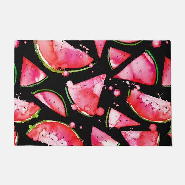 Wasserfarbe Wassermelone 2 Fußmatte (Vorderseite)