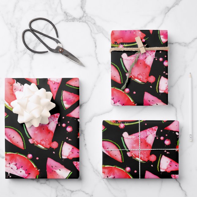 Wasserfarbe Wassermelone 2 Geschenkpapier Set (Vorderseite)