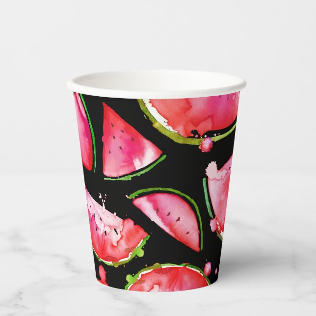 Wasserfarbe Wassermelone 2 Pappbecher (Vorderseite)