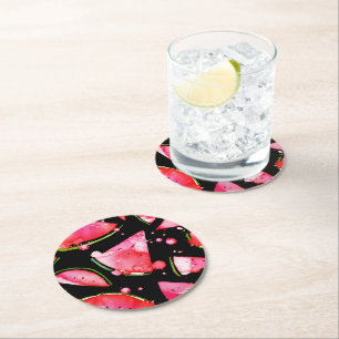 Wasserfarbe Wassermelone 2 Runder Pappuntersetzer
