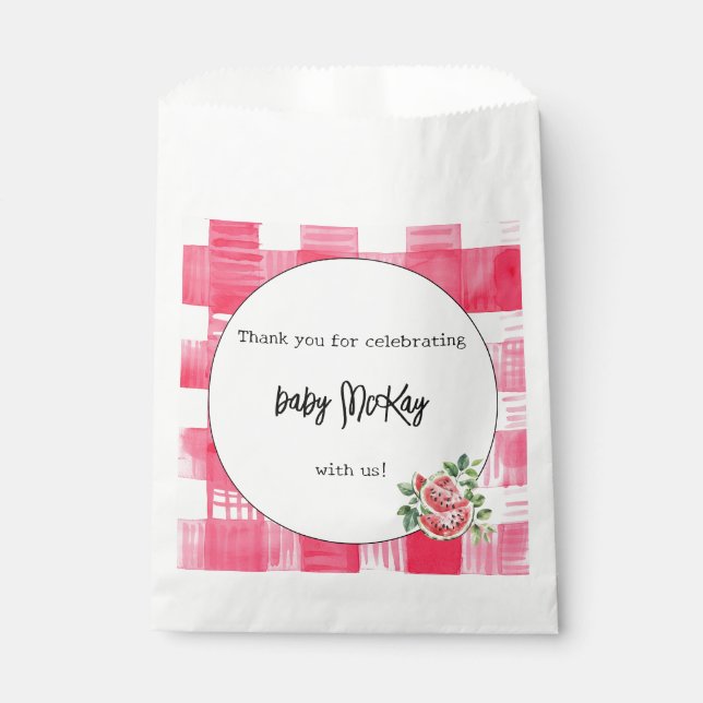 Wasserfarbe Wassermelone Baby Girl Dusche Party Geschenktütchen (Vorderseite)