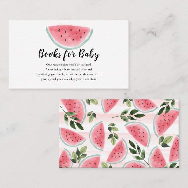 Wasserfarbe Wassermelone Bücher für Babydusche Begleitkarte (Vorne/Hinten)