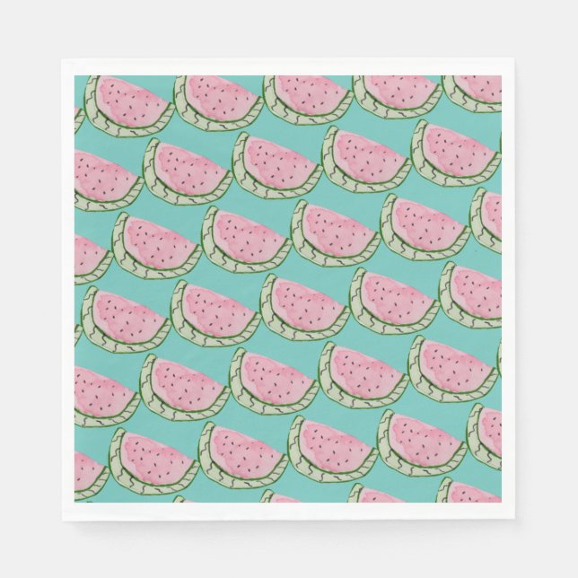 Wasserfarbe Wassermelone Doodles Gemustert gestric Serviette (Vorderseite)
