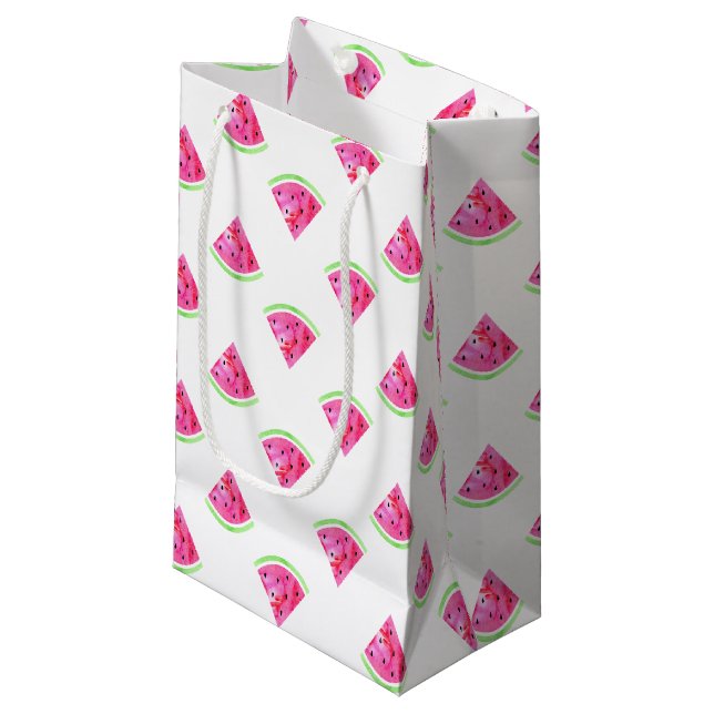 Wasserfarbe Wassermelone Kleine Geschenktüte (Vorderseite Schrägansicht)