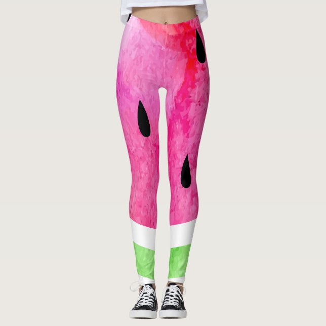 Wasserfarbe Wassermelone Leggings (Vorderseite)