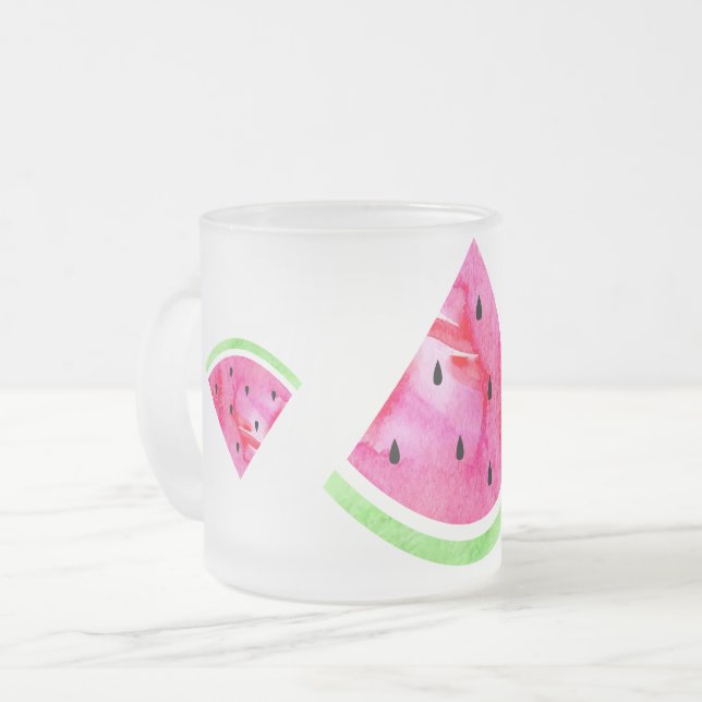 Wasserfarbe Wassermelone Mattglastasse (Vorderseite Links)