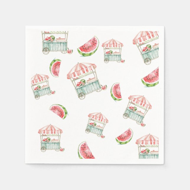 Wasserfarbe Wassermelone Napkins Serviette (Vorderseite)