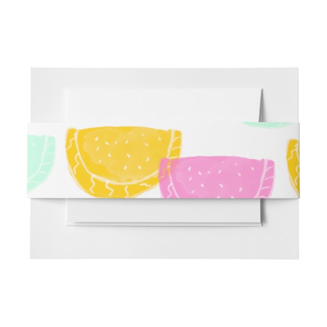 Wasserfarbe Wassermelone Rosa Gelbes Muster Einladungsbanderole (Vorderseite Beispiel)