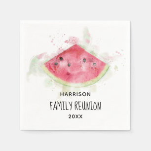 Wasserfarbe Wassermelone Sommerfamilie Wiedersehen Serviette