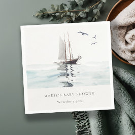 Wasserfarbe Wassersportjacht Babydusche Serviette