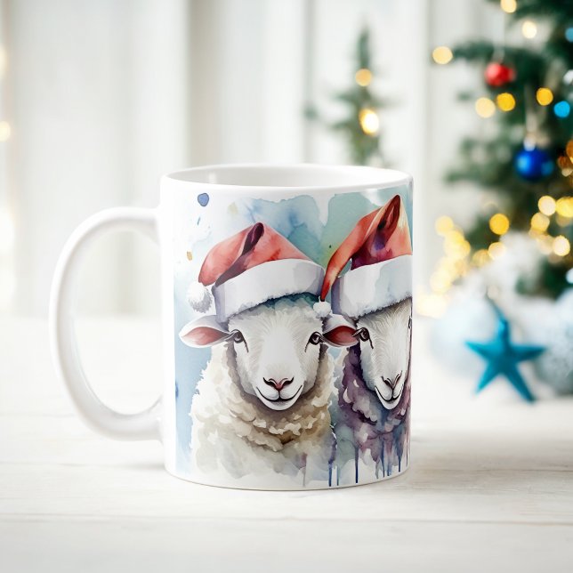 Wasserfarbe Weihnachtsschaf - Tasse (Von Creator hochgeladen)