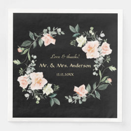 Wasserfarbe Weiße Blume Schwarze Hochzeit Serviette