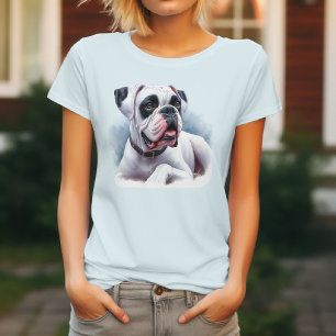 Wasserfarbe Weiße Boxer-Hund T-Shirt