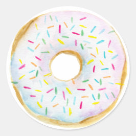 Wasserfarbe Weiße Sprinkle Donut Babydusche Runder Aufkleber