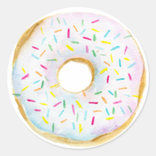 Wasserfarbe Weiße Sprinkle Donut Babydusche Runder Aufkleber