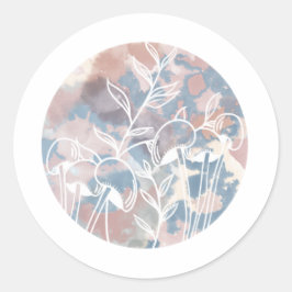 Wasserfarbe Weiße Wildblumen Runder Aufkleber