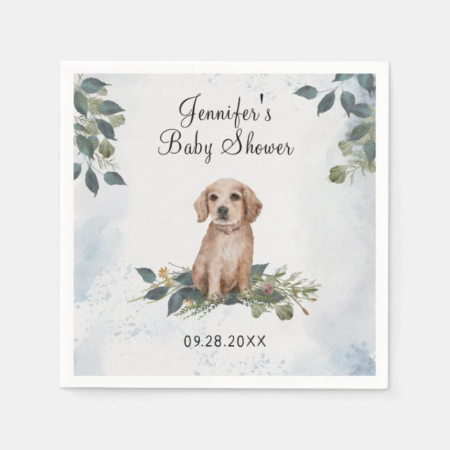 Wasserfarbe Welpe Dog Babydusche Napkins Serviette (Vorderseite)