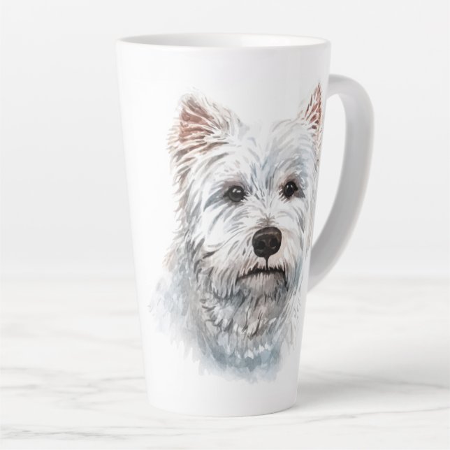 Wasserfarbe West Highland White Terrier Milchtasse (Rechte Ecke)