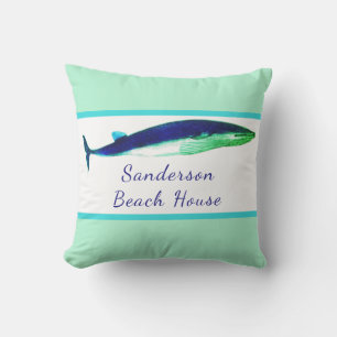 Wasserfarbe Whale Aquamarin blaue Meeresküste  Kissen