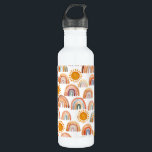 Wasserfarbe Whimsical Boho Rainbow and Sun Kids  Edelstahlflasche<br><div class="desc">Wasserfarbe moderne Regenbogen und Sonne Muster Wasserflasche. Ideal für Kinder</div>