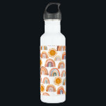 Wasserfarbe Whimsical Boho Rainbow and Sun Kids  Edelstahlflasche<br><div class="desc">Wasserfarbe moderne Regenbogen und Sonne Muster Wasserflasche. Ideal für Kinder</div>