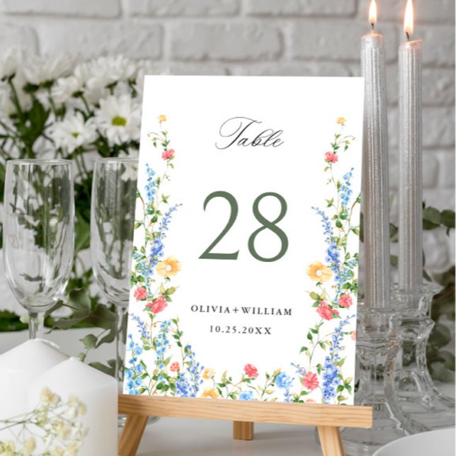 Wasserfarbe Wildblume Boho Wedding Tischnummer (Von Creator hochgeladen)