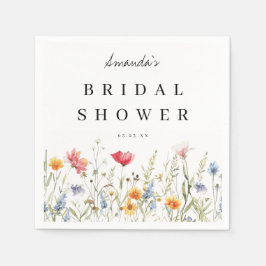 Wasserfarbe Wildblume Brautparty Napkins Serviette