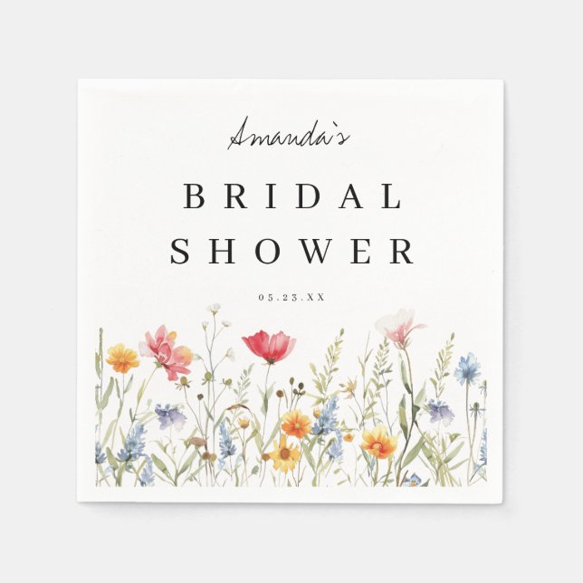 Wasserfarbe Wildblume Brautparty Napkins Serviette (Vorderseite)