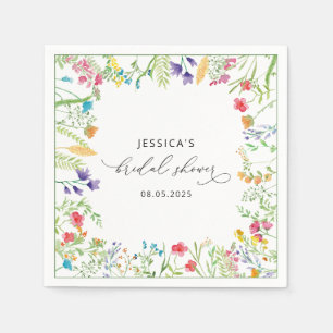 Wasserfarbe Wildblume Brautparty Napkins Serviette