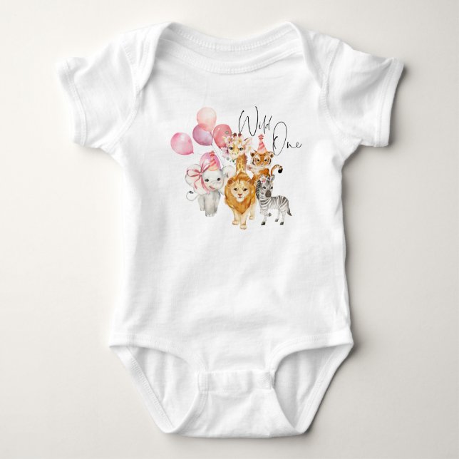Wasserfarbe Wilde ein Girl Safari Baby Strampler (Vorderseite)