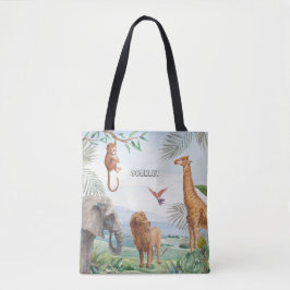 Wasserfarbe Wilde Safari Jungle Afrikanische Tiere Tasche