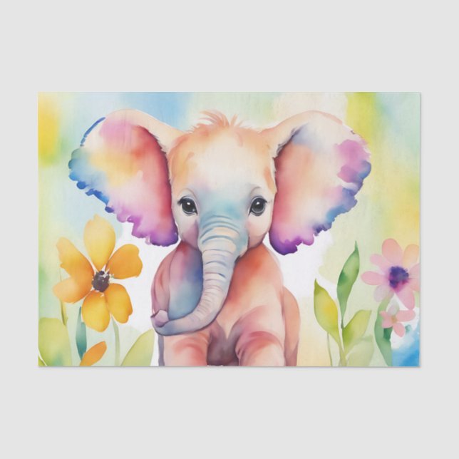 Wasserfarbe Wildtiere Elefant Seidenpapier (Vorderseite)