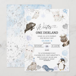 Wasserfarbe Winter Arktis Baby dreht sichEinladung Einladung
