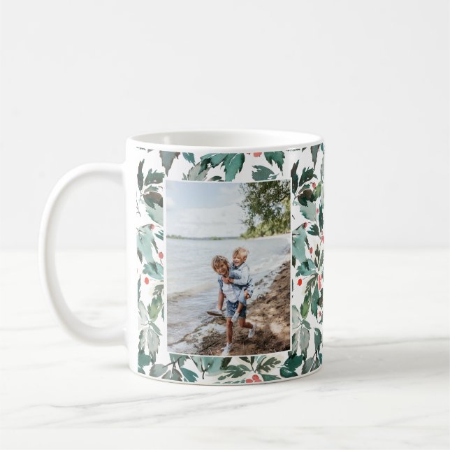 Wasserfarbe Winter Holly Berry 2 Foto Kaffeetasse (Links)
