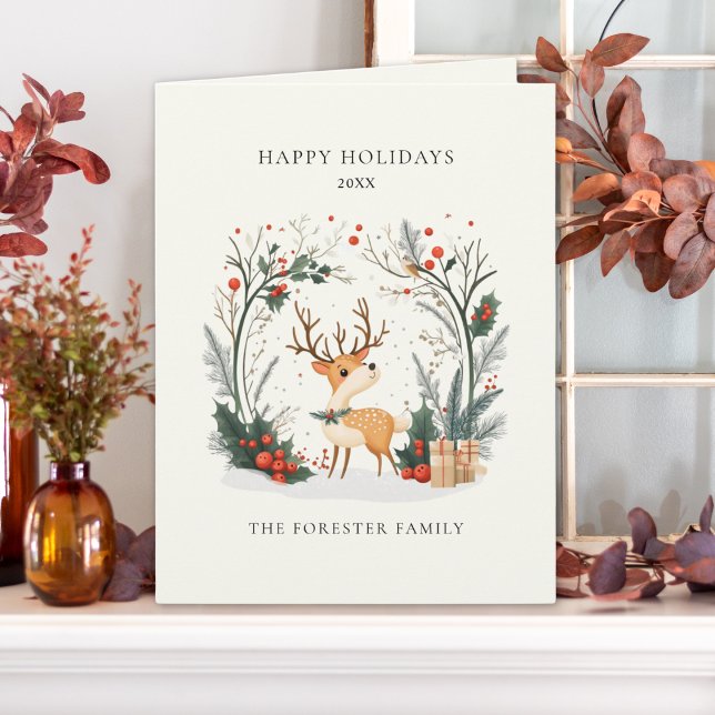 Wasserfarbe Winter Wald Happy Urlaub Gruß Karte (Von Creator hochgeladen)