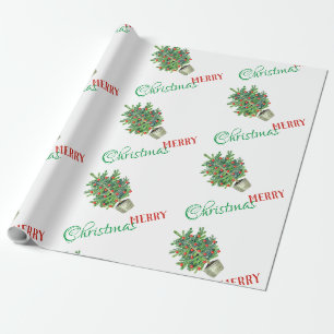 Wasserfarbe Winter Weihnachtsbaum Frohe Weihnachte Geschenkpapier