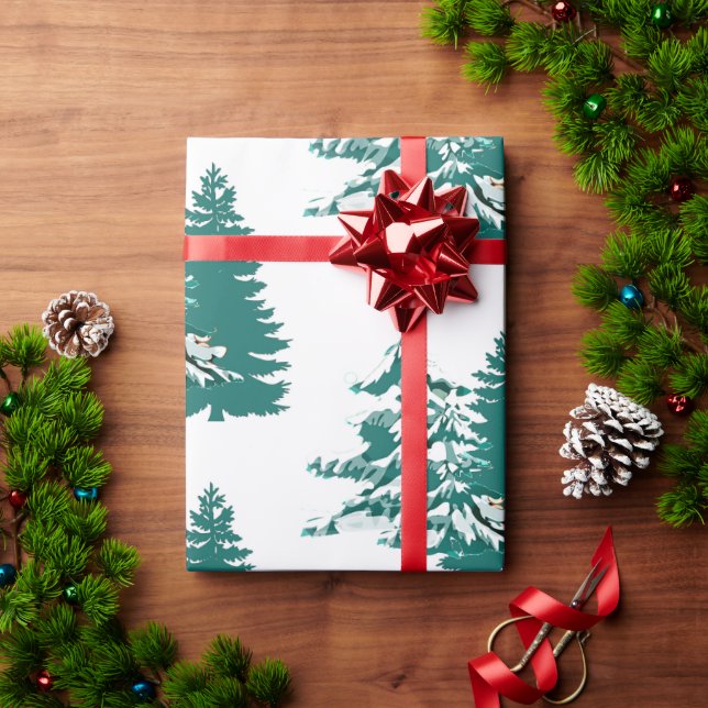Wasserfarbe Winter Weihnachtswald Bäume Geschenkpapier (Feiertagsgeschenk)