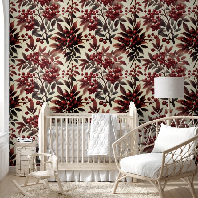 Wasserfarbe Winterberry Geometric Tapete (Kinder)