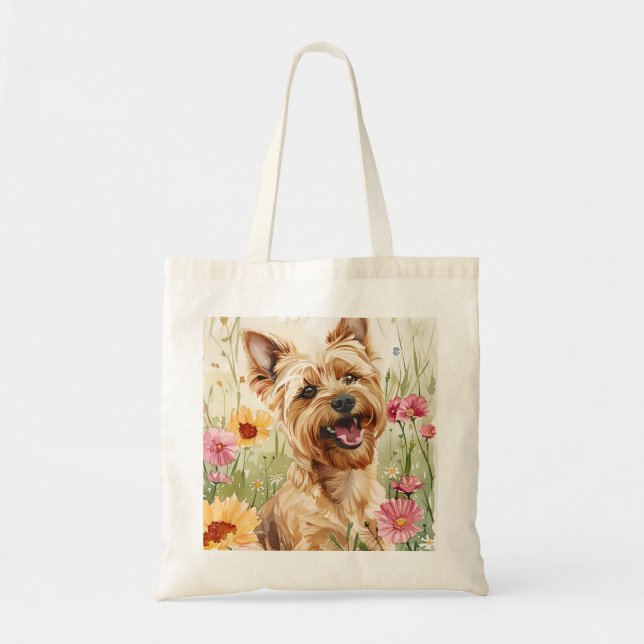 Wasserfarbe Yorkie Hund überall über Drucktasche Tragetasche (Vorne)
