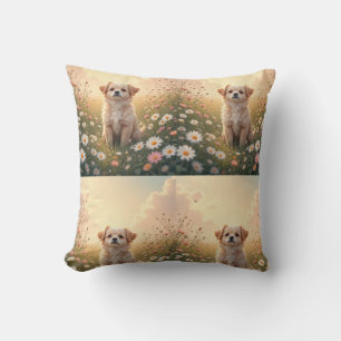 Wasserfarbe Yorkshire Terrier an der Blume Field W Kissen