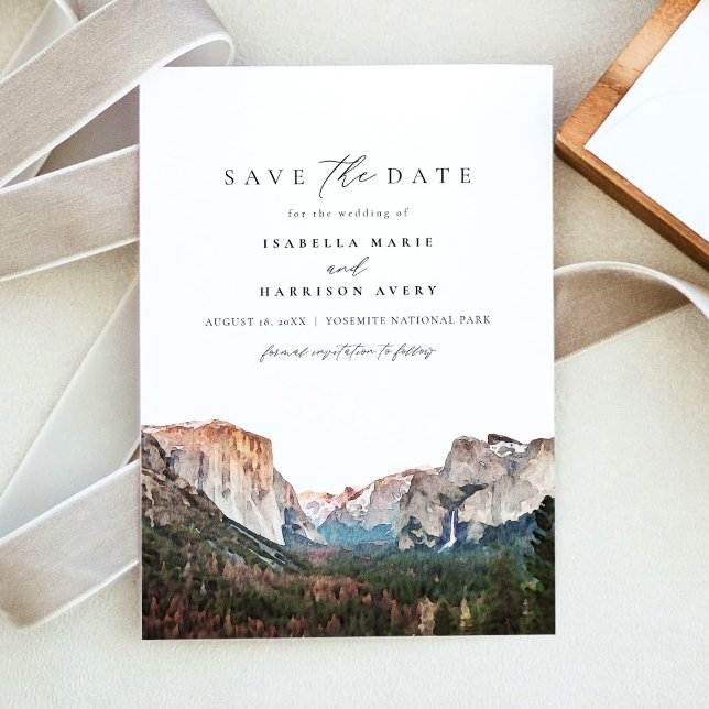 Wasserfarbe Yosemite Nationalpark Save the Date Einladung (Von Creator hochgeladen)