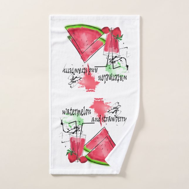 Wasserfarbe zeichn von Wassermelonen und Erdbeeren Badhandtuch Set (Handtuch)