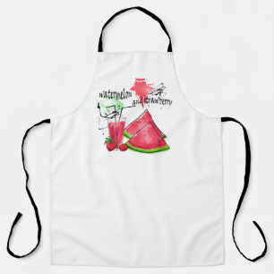 Wasserfarbe zeichn von Wassermelonen und Erdbeeren Schürze