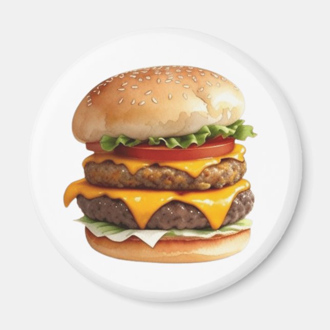 Wasserfarbe Zeichnend Cheeseburger Magnet (Vorne)